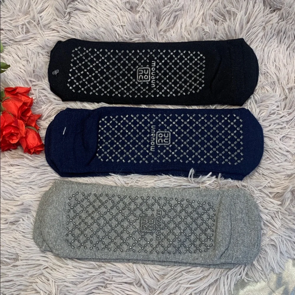 🌹unemow • Grip No-Show Socks - Black, Navy, Gray • yoga • Pilates